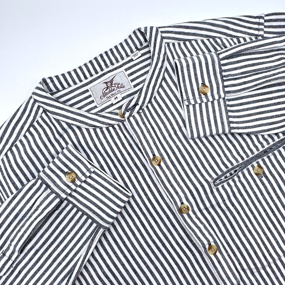 Madda Fella Key West Mens Shipwreck Cotton Band Collar Shirt M